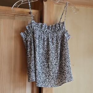 Banana Republic. Black & White Smocked Spaghetti Strap Women's Top